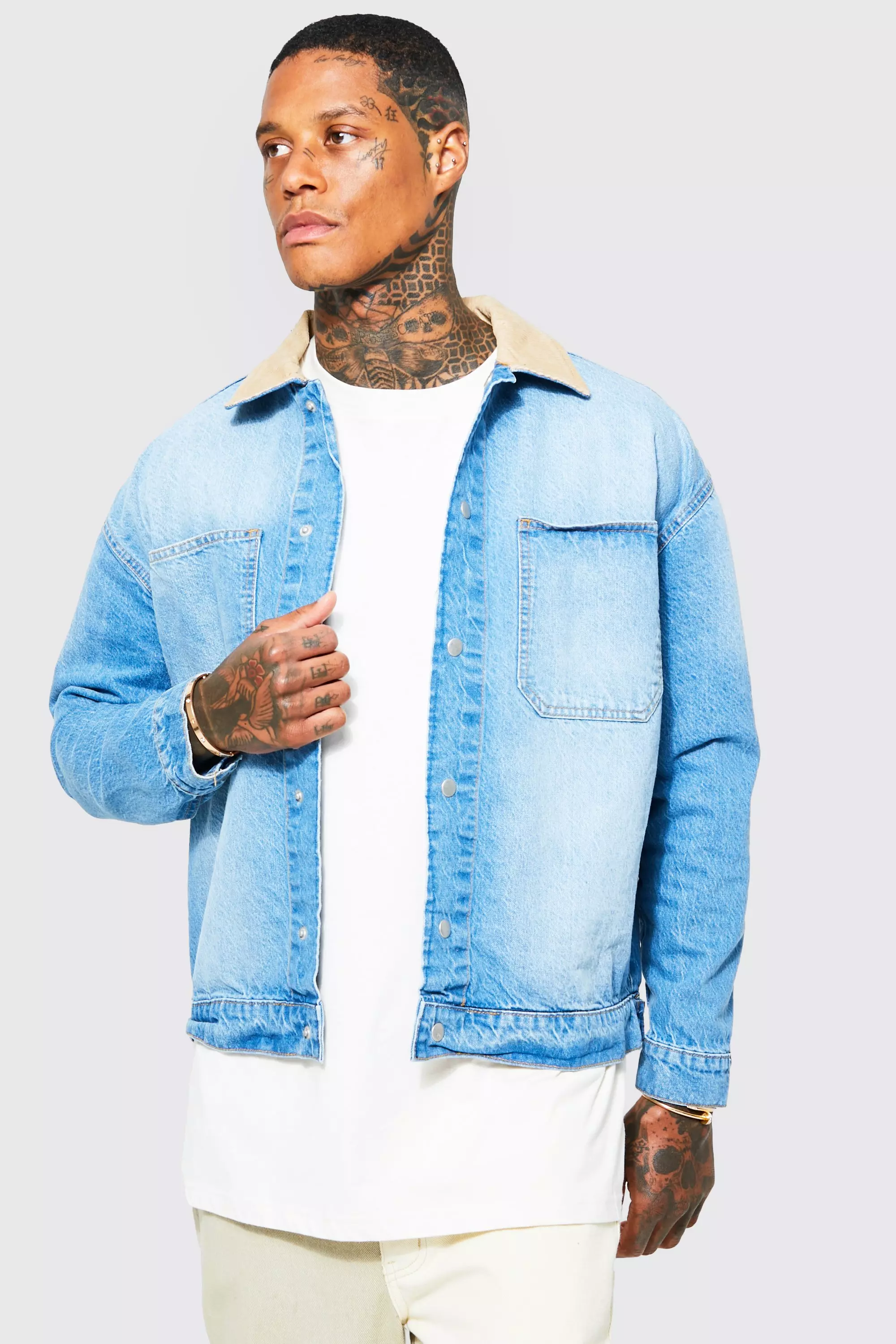 Oversized fleece lined hot sale denim jacket